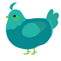 A teal and turquoise chicken with a head pattern