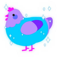 A sky and lilac chicken with a head pattern