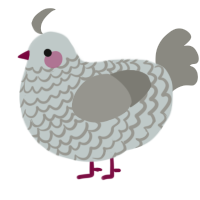 A silver and ash chicken with a lace pattern