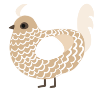 A beige and cream chicken with a lace pattern
