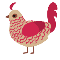 A beige and crimson chicken with a lace pattern
