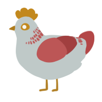 A silver and red chicken with a neck-band pattern