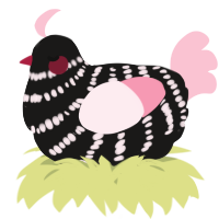A sable and rose chicken with a bar pattern