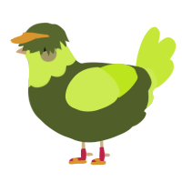 A olive and lime chicken with a head pattern