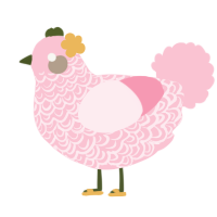 A rose chicken with a double-lace pattern