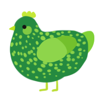 A viridian and grass chicken with a speckle pattern
