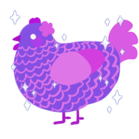 A blurple and orchid chicken with a lace pattern