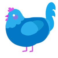 A sapphire and sky chicken with a head pattern