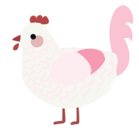 A white and rose chicken with a lace pattern