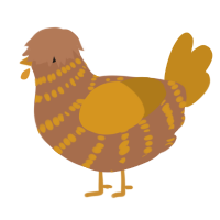 A brown and ochre chicken with a bar pattern