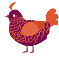A wine and vermilion chicken with a lace pattern