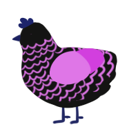 A black and orchid chicken with a lace pattern