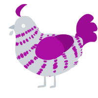 A mist and plum chicken with a bar pattern