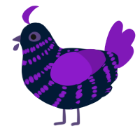 A tumblr and violet chicken with a bar pattern