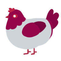 A mist and maroon chicken with a head pattern