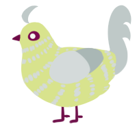 A lemon and silver chicken with a bar pattern