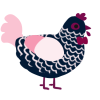 Paimon, a tumblr and rose chicken with a lace pattern