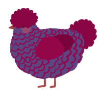 A overcast and maroon chicken with a lace pattern