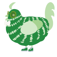 A viridian and gluppy chicken with a bar pattern