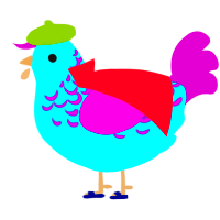 A aqua and plum chicken with a half-lace pattern