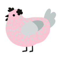 A rose and silver chicken with a speckle pattern