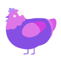 A blurple and orchid chicken with a head pattern
