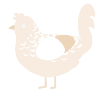 A cream chicken with a half-lace pattern