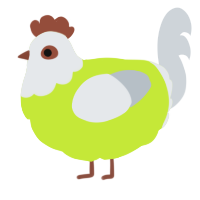 A lime and mist chicken with a head pattern