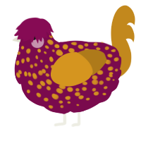 A wine and ochre chicken with a speckle pattern