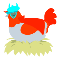 A mist and vermilion chicken with a head pattern