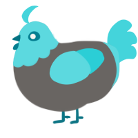 A grey and aqua chicken with a head pattern