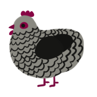 A ash and black chicken with a lace pattern