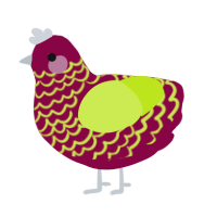 A maroon and lime chicken with a lace pattern