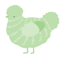 A gluppy chicken with a bar pattern