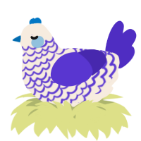 A cream and indigo chicken with a lace pattern