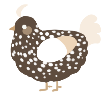 A bark and cream chicken with a speckle pattern