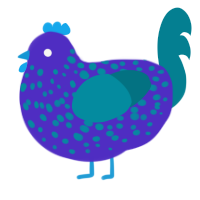 A indigo and sea chicken with a speckle pattern