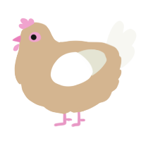 A beige and white chicken