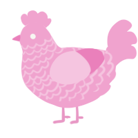 A pink chicken with a lace pattern