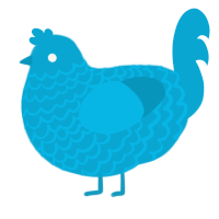 A cerulean chicken with a lace pattern