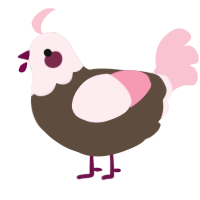 A bark and rose chicken with a head pattern