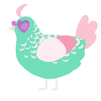 A mint and rose chicken with a half-lace pattern