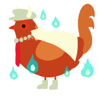 A russet and brown chicken with a neck-speckle pattern