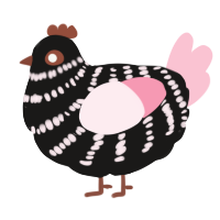 A sable and rose chicken with a bar pattern