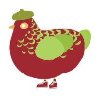 A crimson and grass chicken with a half-lace pattern