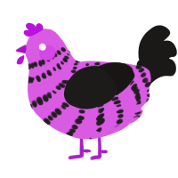 A orchid and sable chicken with a bar pattern