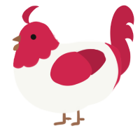 A white and crimson chicken with a head pattern