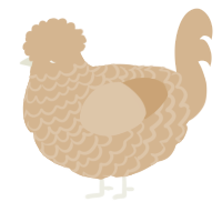 A beige chicken with a lace pattern