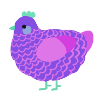 A blurple and orchid chicken with a lace pattern