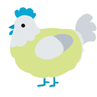 A lemon and mist chicken with a head pattern